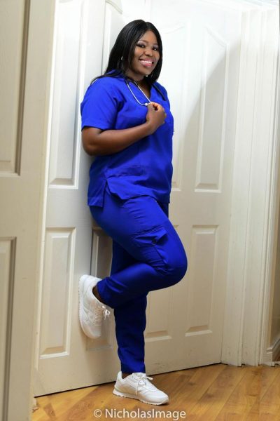 Olayinka Aremu in scrub